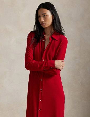 Polo Ralph Lauren Interlock Buttoned Shirtdress - Red - L
