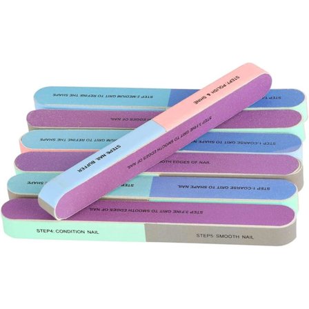 7 stk. neglefil og neglebuffer manicure, tilfældig farvelevering