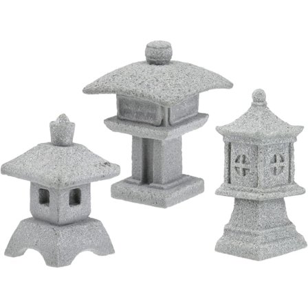 Galaxy 3-kerroksinen kiinalainen pagodipatsas, miniatyyripagodi, bonsai-koriste, hiekkakiviveistos (vaaleanharmaa)