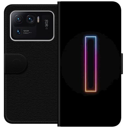 Kompatibel Tegnebogsetui til Xiaomi Xiaomi Mi 11 Ultra Minimalistisk neonbogstav I i regnbuefarver mod mørk baggrund