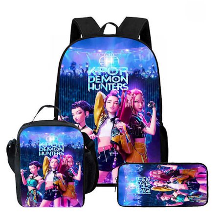K-Pop Demon Hunter Rygsæk Skuldertaske Madkasse Penalhus Skolerygsæk-FF- 3PCKH0018