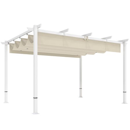 Pergola 3x4 m med udtrækkelig UV30+ baldakin, beige
