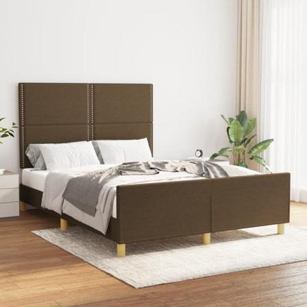 Vidaxl Sängram Med Huvudgavel Mörkbrun 140x190 Cm Tyg Brun