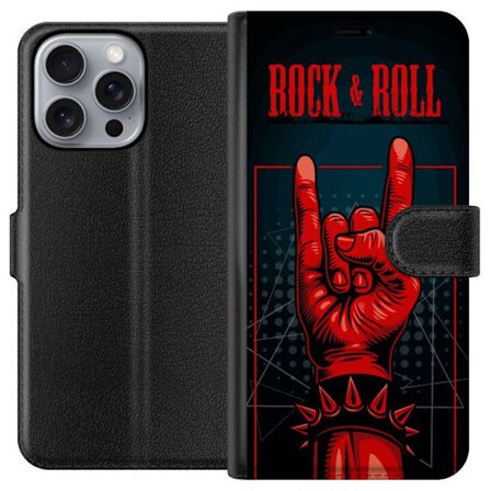 Kompatibelt Plånboksfodral till Apple Apple iPhone 16 Pro Max Rock & Roll handtecken – Rött och svart motiv med hårdrocksinspiration