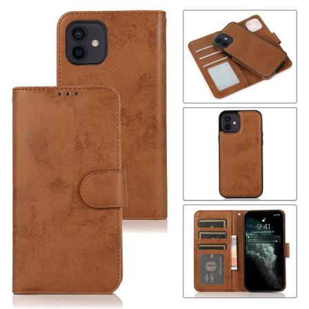 Iphone 12 - Stilrent Dubbelfunktion Plånboksfodral Brun