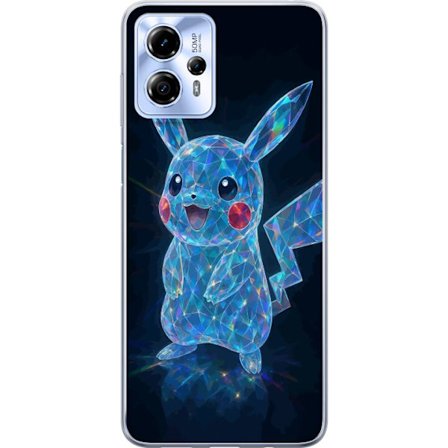 Kompatibel Mobilcover til Motorola Motorola Moto G13 Gnistrerende krystalfigur i blåt med holografiske refleksioner, sød karakter som skinner mod en