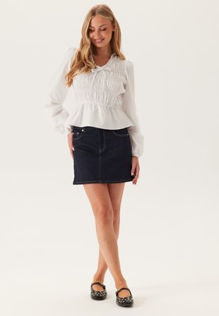 Bubbleroom - Cotton Smock Blouse - White - Kläder