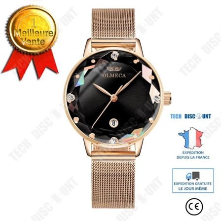 TD Convex Rhombus Damklocka Glasnät med IP-plätering Guld Stål Rhombusspegel