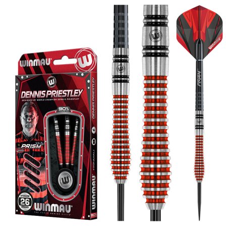 Winmau Dennis Priestley SE Darts 22g/24g/26g Steel Tip Tungsten Prism Red/Black/Grey Professional Darts Flights Set