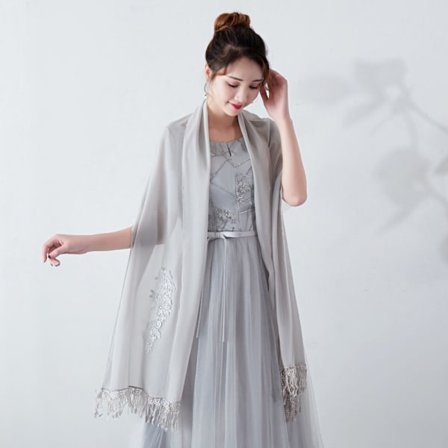 Spets Sjal Bröllop Cape GRÅ