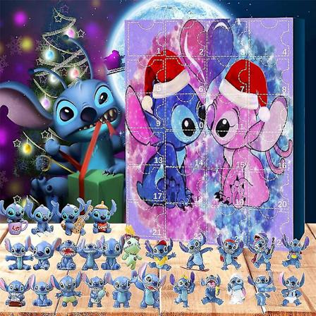 2023 Julekalender for barn og voksne, Stitch Cartoon Toys Xmas 24 dager nedtelling Ornament Kalender Decor