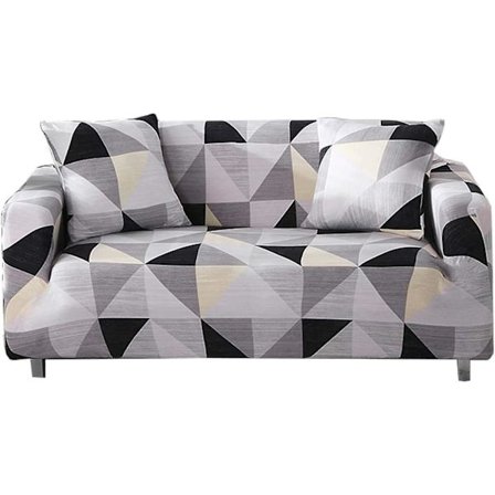 Sofföverdrag, stretchigt sofföverdrag möbelskydd sofföverdrag med elastiskt band svartvitt rutigt, 3-sits