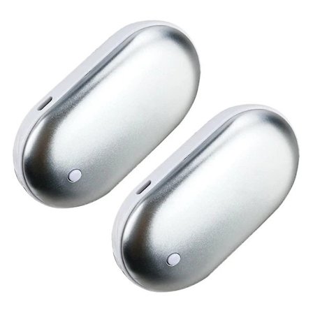2-pack Uppladdningsbara Handvärmare USB Power Bank Elektrisk Fickvärmare - Vit silver silver
