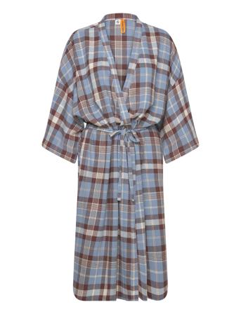 Flannel Leonora Kimono Lingerie Kimonos Blå Becksöndergaard*Betinget Tilbud