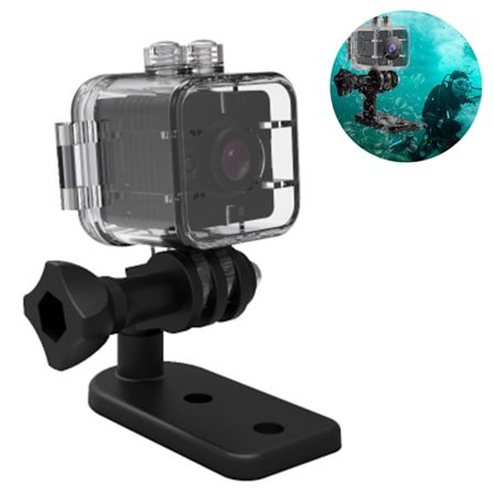 SQ12 Mini Kamera Vanntett Full HD 1080P med Nattsyn og Bevegelsesdeteksjon, Bærbar Video Sports DVR Videokamera Bilopptaker, Liten