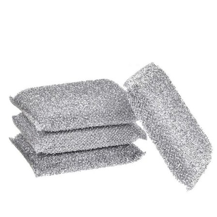 Sølvglinsende Oppvaskbørste 4-pakning Svamp Skuresvamp Lurex Svamp Perfekt for belagte gryter, stekepanner, keramiske kokeplater