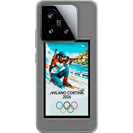 Kompatibel Mobilcover til Xiaomi 15 Retroplakat Cortina Milano 2026 med bjerge, vintersportsudøvere, italiensk trikolor, Milano-katedralen og olympisk