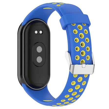 Tvåfärgat silikonarmband för Xiaomi Smart Band 8, med rostfritt stålfäste