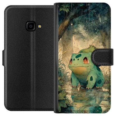 Kompatibelt Plånboksfodral till Samsung Samsung Galaxy Xcover 4 Tecknad grönt monster i regnskogsmiljö med vackra färger, naturinspirerat motiv pe