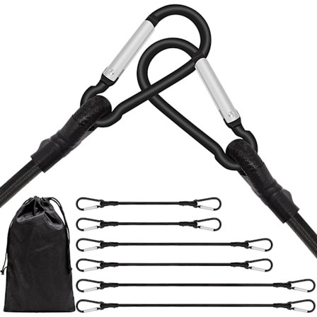 Elastiksnor med karabinhage, Elastiksnor med krog 60cm 100cm 160cm, Lang elastiksnor med karabinhage til camping, presenninger, cykelstativer, telte, 