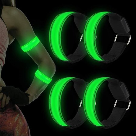 Løpelys for løpere (4-pakning) Oppladbart LED-armbånd Reflekterende løpeutstyr, LED-lys opp-bånd for joggere syklister turgåere