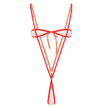 Kvinners Erotisk Sexy Micro Mini G-streng Thong Bikini Bodysuit Gjennomsiktig Blonderi Undertøysett Stroppeløs BH Topp Suspender Truser Bunn Red