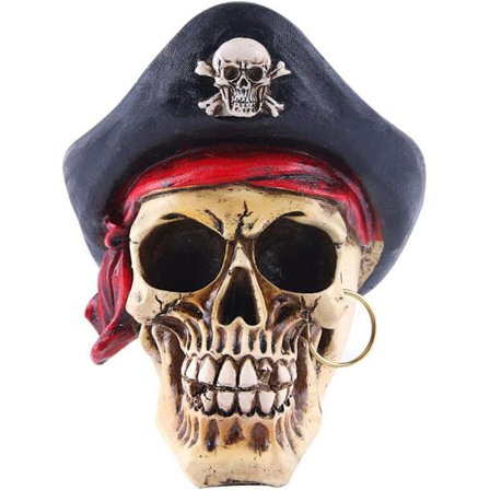 Halloween dekoration realistisk harts pirat dödskalle staty 1 st