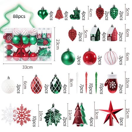 Joulukoristeiden ylellinen kokoelma uudelleenkäytettävässä lahjapakkauksessa joulukuusen koristeluun