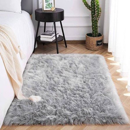 Tekokarvan matto 60x90cm, keinokarvainen matto, pörröinen ja pehmeä