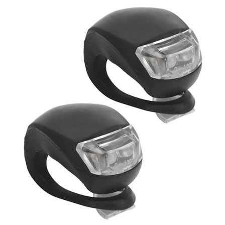 2 stk. Cykel Forlygte Baglygte LED Energibesparende Silikon Advarselslampe Hvidt Lys (2 stk. Sort)