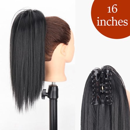 34 tommer syntetisk hestehale hårforlængelsesclips i falsk paryk-hårstykke Blond viklet rundt Pigtail Lang glat overhead hestehale