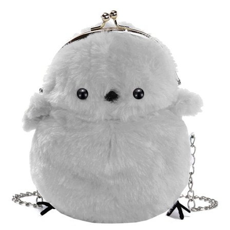 Sød Plys Crossbody Taske til Kvinder - Chic Lille Grå Skuldertaske med Telefon- & Punglomme - Bedårende Tilbehør til Piger & Teenagere