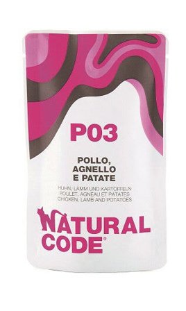 Natural Code P03 Pollo, Agnello E Patate Gatti Adulti Busta 70g