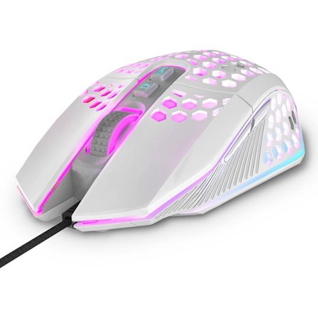 Ergonomisk spillmus - USB-kablet mus med 6 DPI-nivåer / tilpassbare knapper / RGB-bakgrunnsbelysning - for Windows 7/8/10/XP, Vista, Linux, PC/Mac/