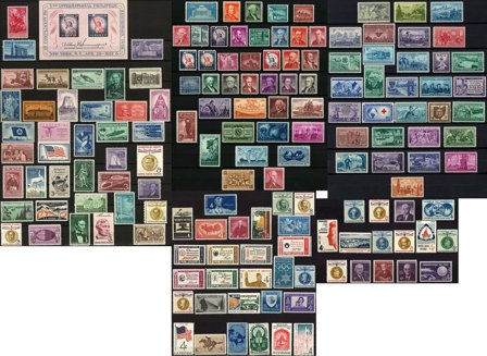 USA 1951-1960 - Postfrisk samling med 153 frimærker og 1 miniark