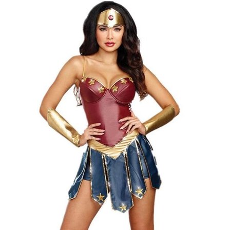 Wonder Woman kostyme for voksne kvinner DC Comics Superhelt antrekk Halloween Cosplay Party Dress Up Full Set 2XL