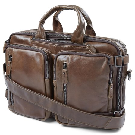 Ciemnobrązowa skórzana wielofunkcyjna torba Aztec dla mężczyzn - Skórzane torby