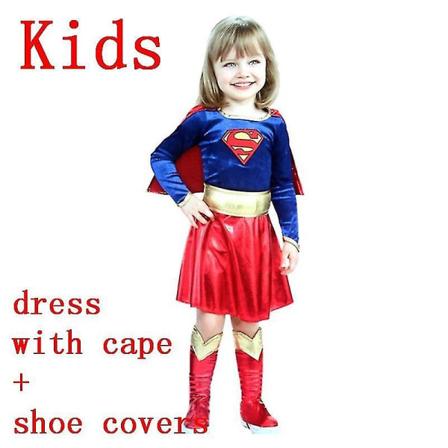 Voksne Børn Superhelte Cosplay Kostumer Super Piger Kjole Sko Overtræk Kostume Superwoman Kjole Kvinde Supe Kids full set