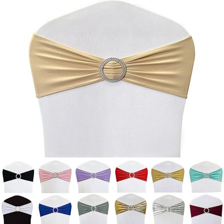 Spandex Stolebånd til Stole 50 stk. Strækbare Stolestropper med Spænde til Bryllupsfest Banketdekoration (champagne)