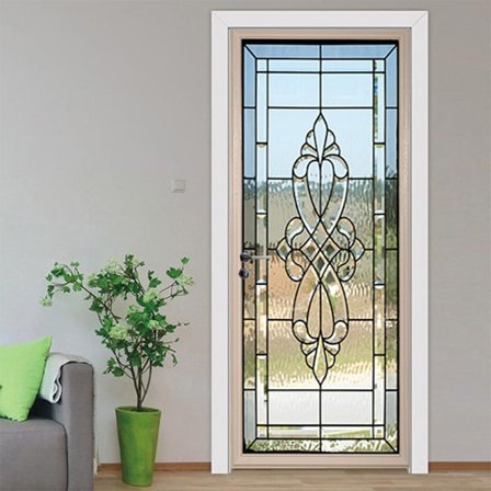 Moderne kunstfarvet glas 3D-dørsticker (38,5x200cmx2stk), skræl