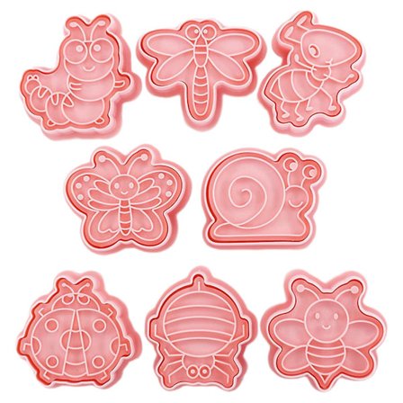 8 stk. Kjeksformer Fleksible Rask Utgivelse PP Insektform DIY Bakeform Kjøkkenverktøy