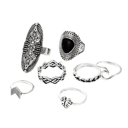 7 st bohemiska ringar för kvinnor, anti-missfärgning, geometriska, konstgjorda stenar, fingerringar, set, smycken till fest