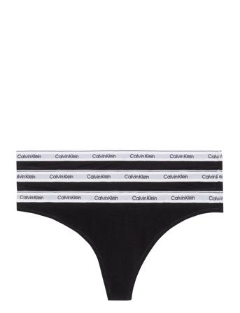 Thong 3Pk Stringit Alusvaatteet Black Calvin Klein
