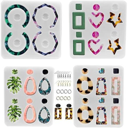4 st Örhänge Resinformar, Smycken Epoxy Resinformar, Kompatibla med Kvinnor Flickor Diy Örhängen, Resin Smycken, Pe