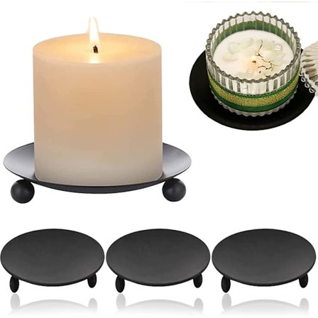 4 kpl metalliset kynttiläalustat, metalliset rautaiset kynttiläalustat, mustat kynttiläalustat