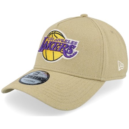 New Era - Los Angeles Lakers Canvas Logo Essentials Khaki A-frame Adjustable Adjustable Beige Cap - NBA @ Hatstore