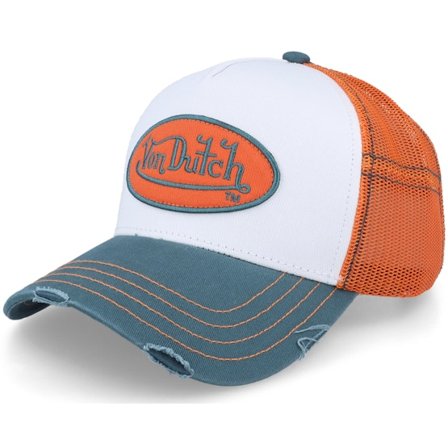 Von Dutch - Weiss trucker Cap - Oval Patch Sum White/Orange/Teal Trucker @ Hatstore