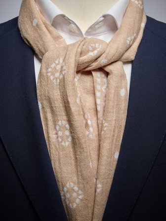 John Henric Men's Light Beige Scarf Linen Size Onesize