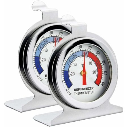 Pack rostfritt stål urtavla kyl/frys termometer med krok