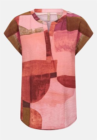 Soyaconcept - Vävd, lätt krinklad viskosblus - rosa / mönstrad - för damer - M (40) - Cellbes